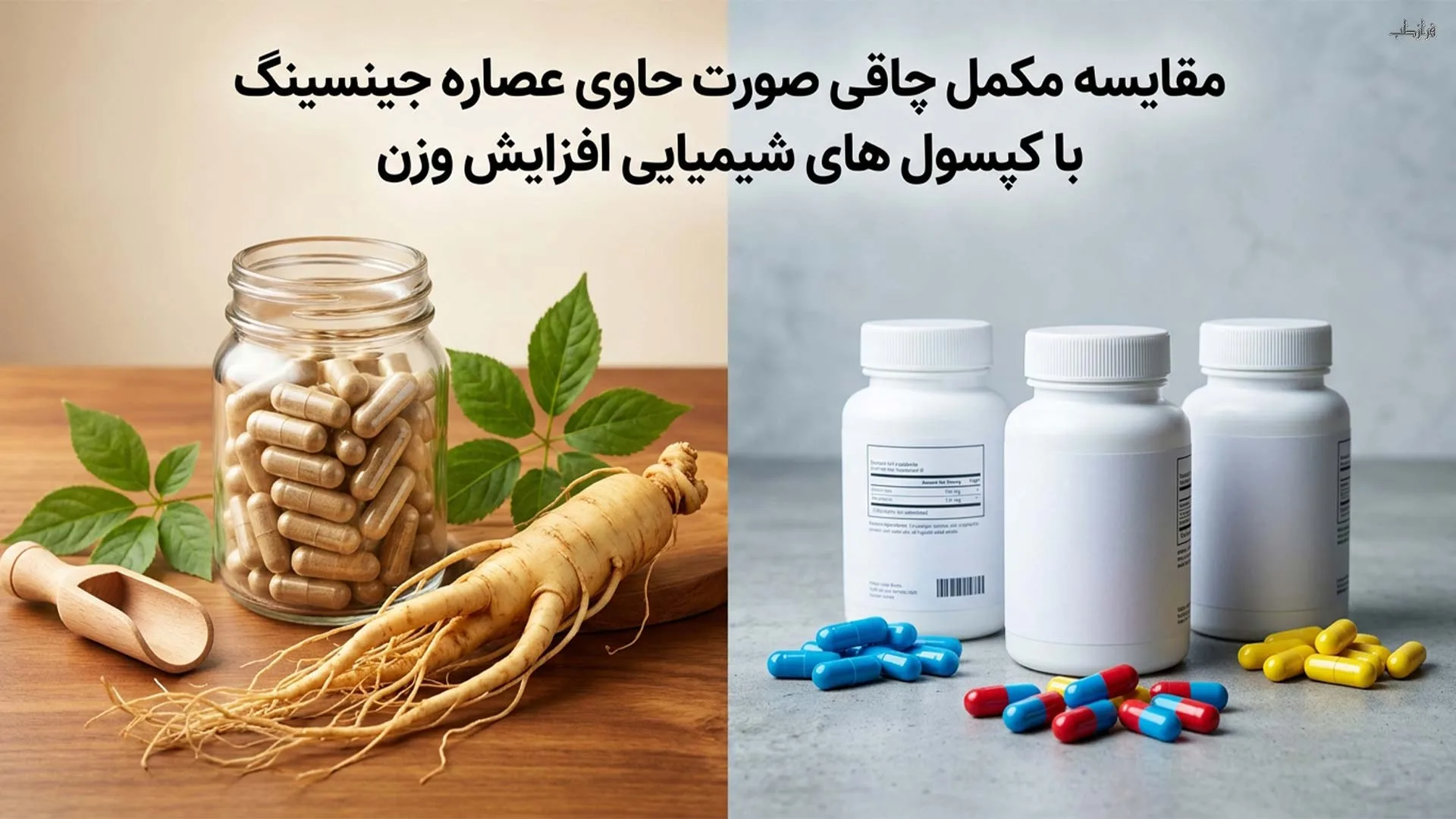 مقایسه مکمل چاقی صورت حاوی عصاره جینسینگ با کپسول های شیمیایی افزایش وزن